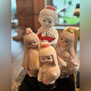 VINTAGE Hakata Ningyo Japanese Traditional Ceramic Vintage Dolls Geisha Kimono